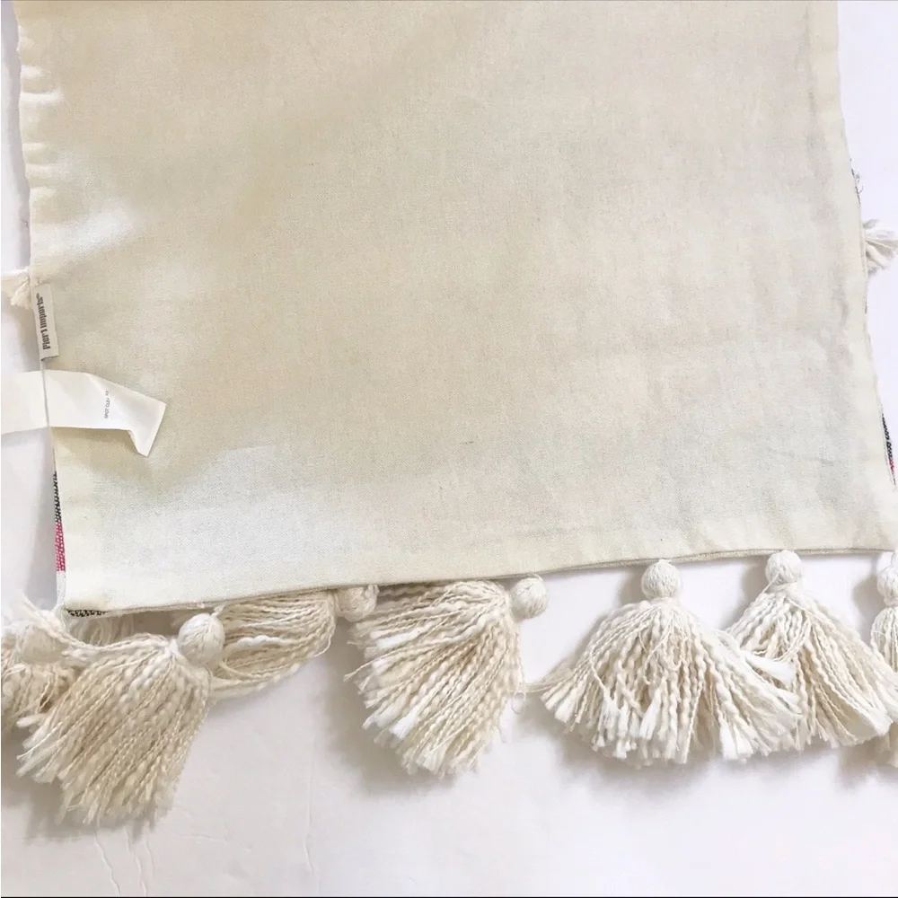 Pier 1 Imports Embellished Tassel Striped Table Runner NWT